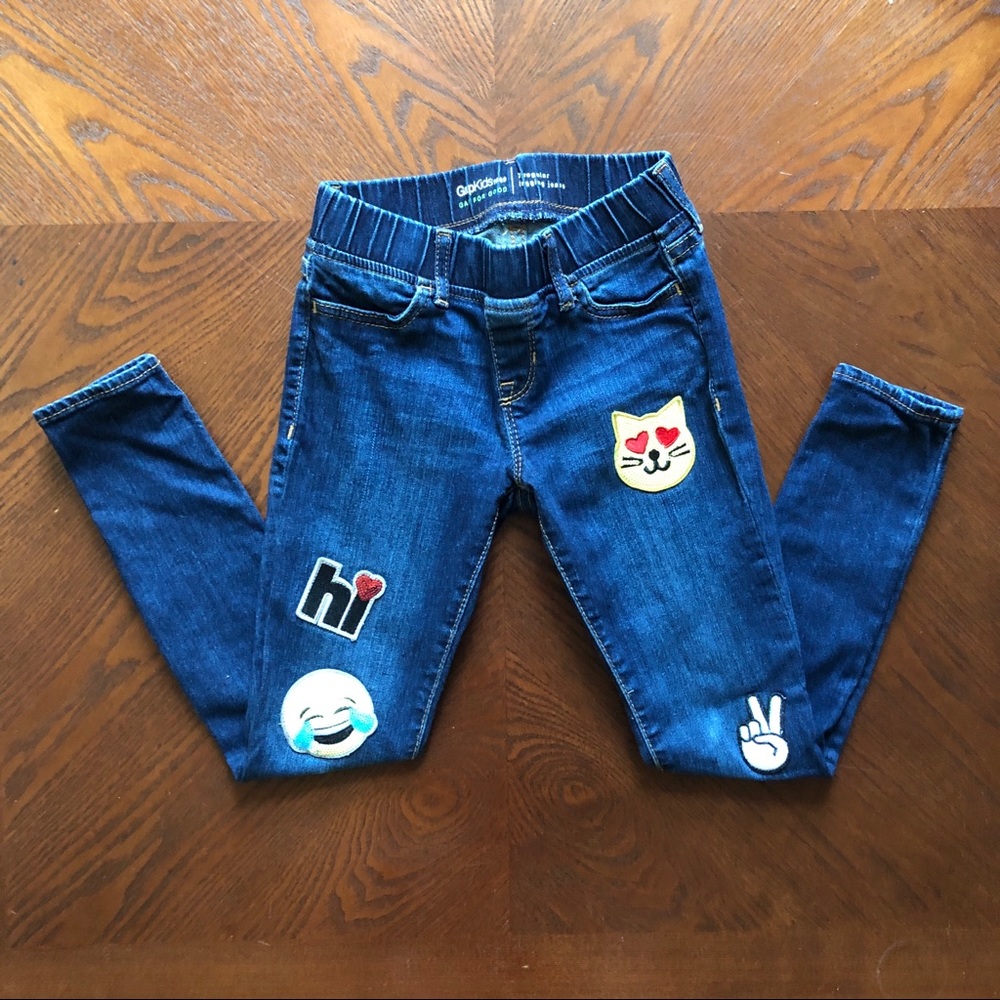 GAP girls Kids Jeggings with emoji patches size 7